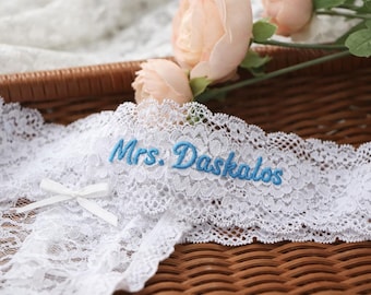Personalized White Lace Bridal Thong,gift for bride,Lace thong panty Bridal,Mrs Bride Lace Thong Personalized. Gift for the Bride.