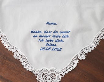 Fazzoletti da regalo di nozze, regalo di nozze per la mamma dalla figlia, fazzoletti ricamati, regali di nozze per i genitori