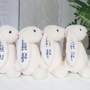 Personalized Embroidered Plush Bunny: Custom Name & Date