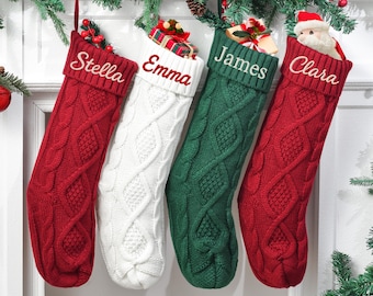 Personalized Family Christmas Stockings, 2025 Family Stockings With Name, Holiday Stockings, Custom Knitted Stockings, Holiday Decor Gift