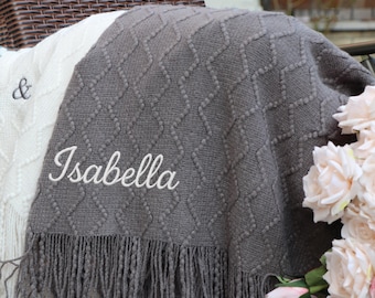 Personlig mormorsfilt, anpassad filt med namn, personlig efternamnsfilt, personlig mormorspresent, julklapp till mormor