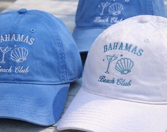 Embroidered Bachelorette Party Baseball Cap: Embroidered Seashell Baseball Hat, Custom Beach Hat