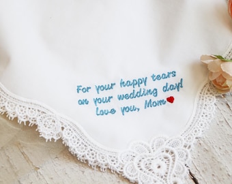 Cadeau mouchoir de mariage brodé pour la mère de la mariée