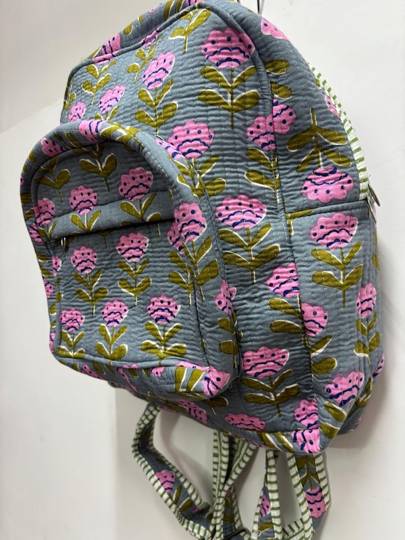 Hand Block Printed Cotton Quilted Bag for Kids and Adults  display picture 3
