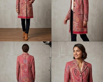 Kashmiri Pashmina Wool Jacket, Paisley Winter Coat, Ethnic Boho Outerwear