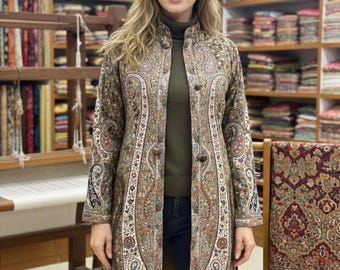 職人の手によるカシミール・アーリ刺繍ジャケット - チェーンステッチ 