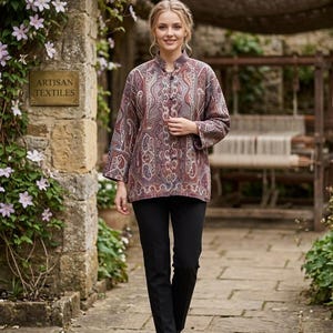 Kashmiri Pashmina Wool Jacket: Vintage Woven Paisley Coat, Christmas Gift