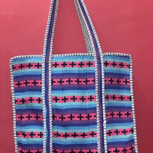 Reversible Block Print Tote Bag – Handmade Cotton Bag | Shopping Bag | Market Bag | Quilted Tote Bag | Eco friendly | Grocery Bag