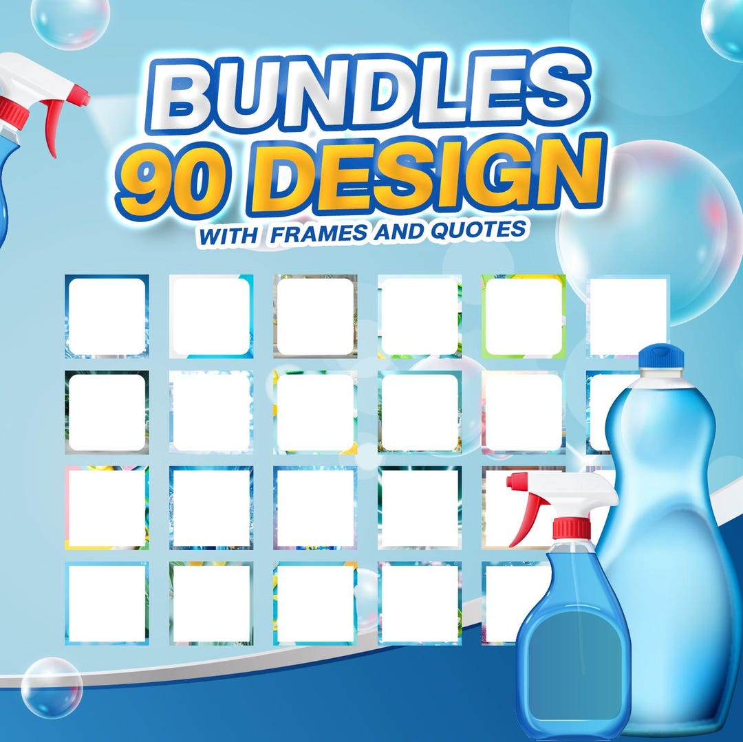 90 Cleaning Product Design Bundle | Canva Editable Frames & Quotes ...