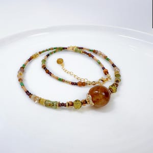 Citrine Beaded Choker Necklace, Earth Tone Beaded Necklace, Handmade Gemstone Choker, Autumn Earth Tones, Handmade Gemstone, Gift for Her