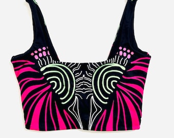 Top Ibiza - Negro con rayas - Spandex suave