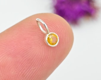 Bezel Setting Round Shape Faceted Minimalist Tiny Citrine Gemstone Pendant