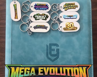 Alle Karten-Sets der Mega Evolution Serie Full Color Binder Pull Tags Schlüsselanhänger Pokémon Label Base Set pokemon