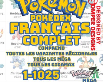 Emplacement réservé pour la carte Dex complète Pokémon 1-1025 JCC PokeDex Binder PDF imprimable PokeDex téléchargement numérique