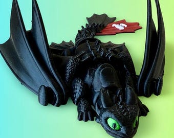 Toothless Dragon 3D Printed Dragon Flexible Toy Stocking Stuffer Gift