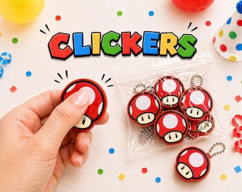 Super Mario Mushroom Clicker – Fidget Toy Party Favor Keychain (With/Without)