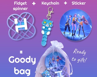 K-Pop Demon Hunter Party Favor Bag – Fidget Spinner, Keychain & Sticker