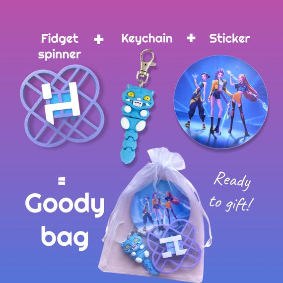 K-Pop Demon Hunter Party Favor Bag – Fidget Spinner, Keychain & Sticker