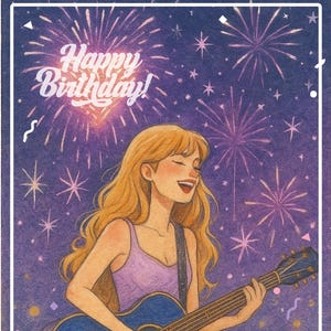 Anniversaire, cartes, taylorswift, musique, carte postale, carte d'anniversaire Taylor Swift, carte d'anniversaire,