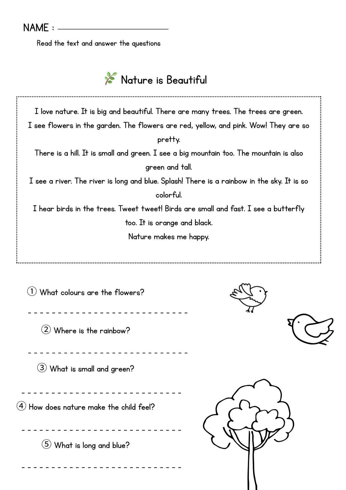 Reading Comprehension Worksheets Grade 1-2-3 | ESL Printable Activities ...