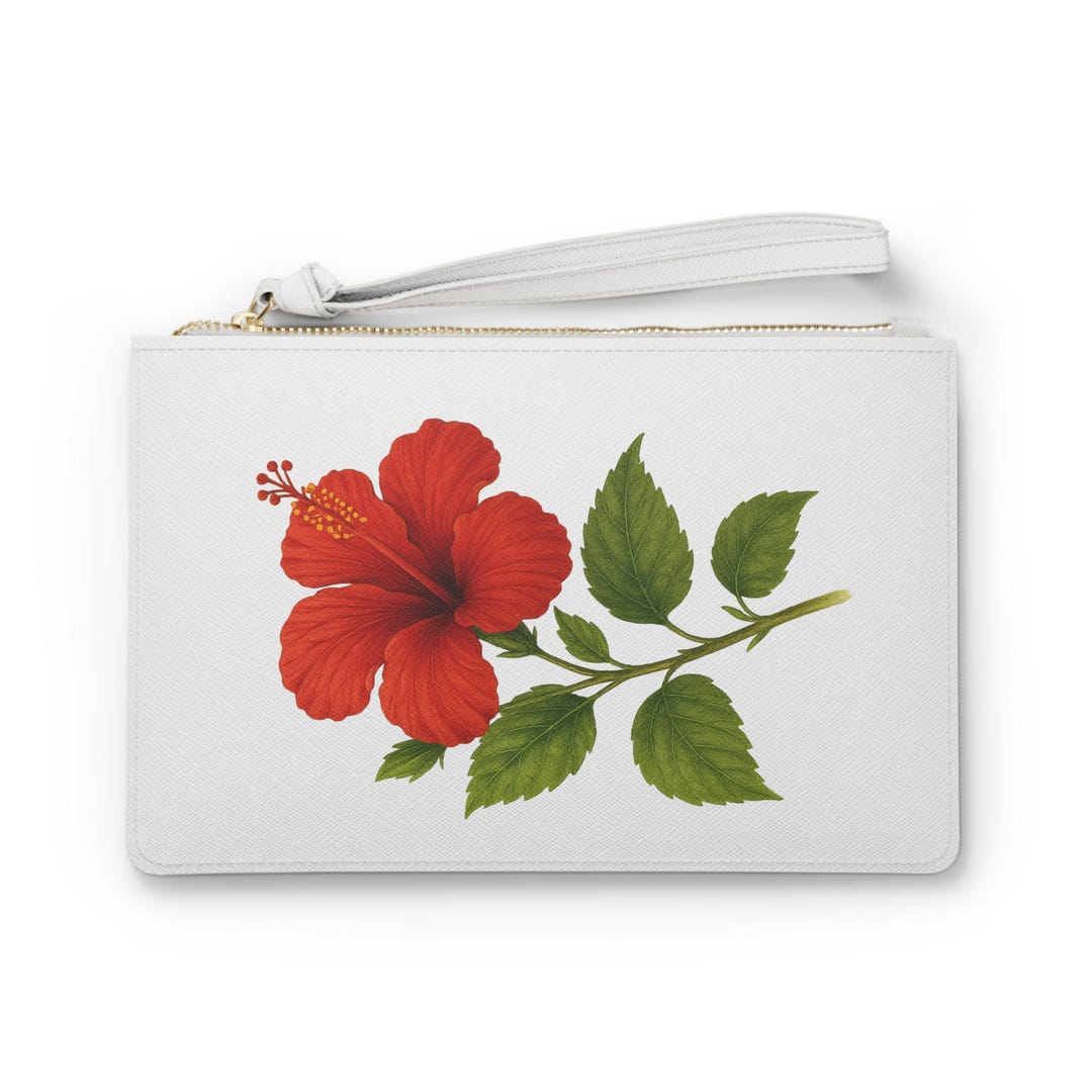 Hibiscus Floral Clutch Bag: Tropical Saffiano Wristlet UK