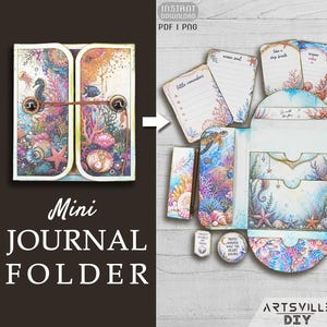 Ocean Mini Folio Mini Project Printable | Coastal Beach Junk Journal Kit | Nautical Ephemera Folder | Vintage Seaside Mini Journal Scrapbook