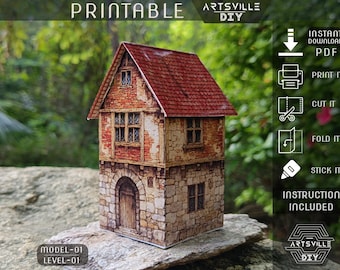 Printable Paper House Template - DIY Fairytale Forest Paper House  Printable Paper Craft - Casa De Carton Template Printable Toy Doll House