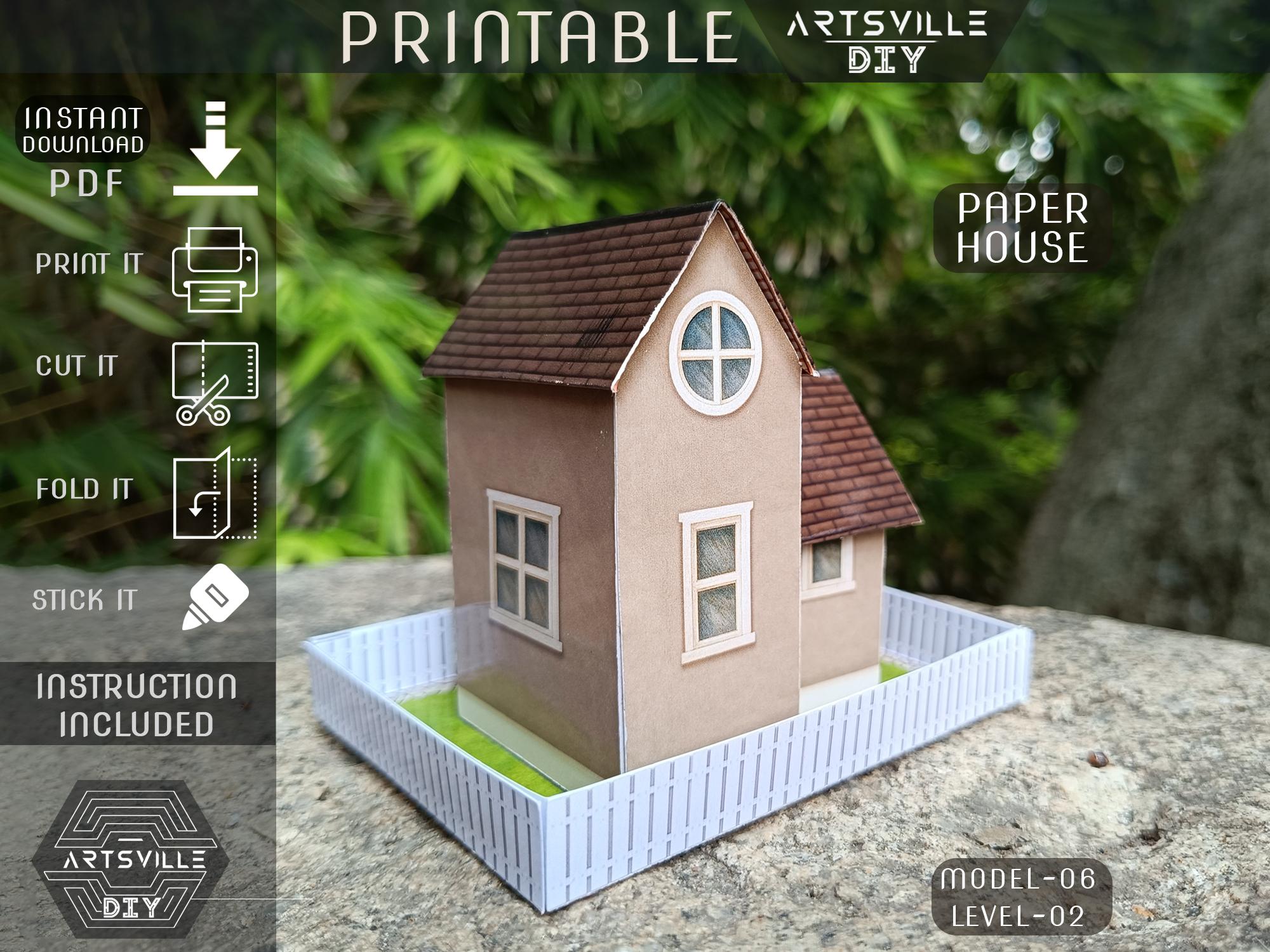 Printable 3D Paper House, DIY Craft Toy (PDF Pattern - Instant Download ...