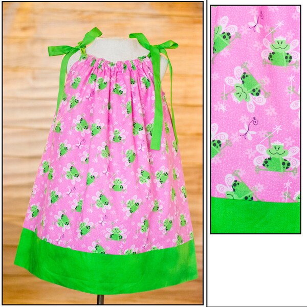 Pink Frog,  2-4 years Pillowcase Dress