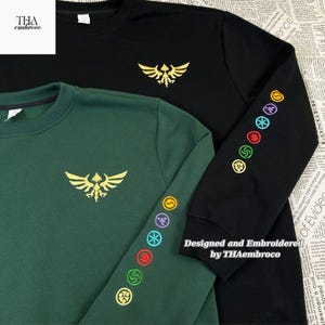 Legend of Zelda Embroidered Sweatshirt and Hoodie, Zelda Shirt, Zelda Gift, Triforce Sweater, Hylian Crest Shirt, Gamer Shirt