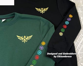Broderad tröja och hoodie från Legend of Zelda, Zelda-tröja, Zelda-present, Triforce-tröja, Hylian-vapensköld, Gamer-tröja
