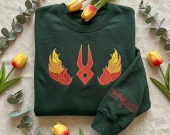 Hades 2 Symbol  Zagreus Embroidered Sweatshirt and Hoodie, Video Game Merch