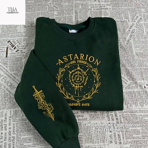 Astarion Girl Dinner Embroidered Sweatshirt and Hoodie, Baldur&#39;s Gate 3 Shirt, Bg3 Video Game Merch