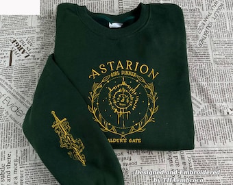 Astarion Girl Dinner Embroidered Sweatshirt and Hoodie, Baldur's Gate 3 Shirt, Bg3 Video Game Merch