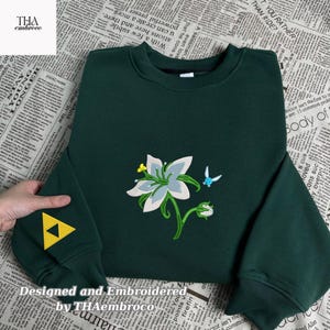 Legend of Zelda Embroidered Sweatshirt and Hoodie, Silent Princess Flower Sweater, Gamer Gift for Her