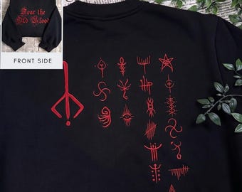 Bloodborne Caryll Runes 2-Side Embroidered Sweatshirt and Hoodie, Fear The Old Blood Merch, Horror Game Shirt