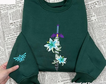 Master Sword Zelda Embroidered Sweatshirt and Hoodie, Legend of Zelda Gifts for Him