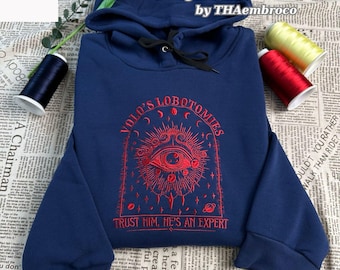 Embroidered Volo’s Lobotomies Embroidered Sweatshirt and Hoodie, I Got My Lobotomy At Volo's Shirt, Astarion BG3 Merch, Video Game Gifts