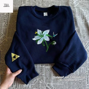 Legend of Zelda Embroidered Sweatshirt and Hoodie, Silent Princess Flower Sweater, Gamer Gift for Her