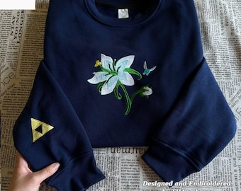 Legend of Zelda Embroidered Sweatshirt and Hoodie, Silent Princess Flower Sweater, Gamer Gift for Her