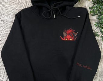 Karlach Hey Soldier Embroidered Sweatshirt and Hoodie, Funny Bg3 Sweater, Baldur's Gate 3 Merch