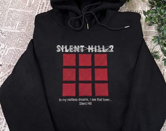 Silent Hill 2 Red Squares Embroidered Sweatshirt and Hoodie, In My Restless Dream Video Game Shirt, Horror Gaming Merch