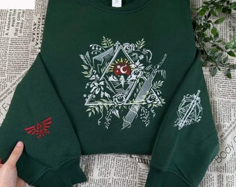 The Legend of Zelda broderad tröja och huvtröja, Hylian-skjorta med vapensköld, Triforce-merchandise, tröja med Tear of The Kingdom-motiv