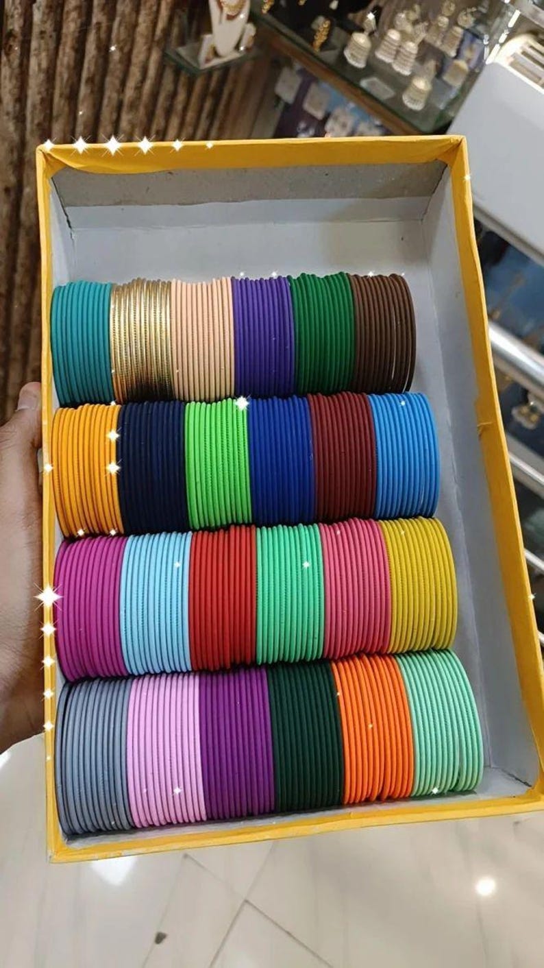 288 Velvet Metal Bangle Churi Set: Size 2.2, 2.4, 2.6, 2.8, 2.10 Indian ...