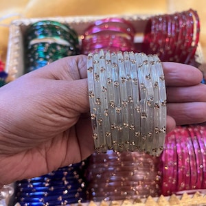 96 Glass Churi Bangles Set: India Pakistan Bridal Chura, Sizes 2.2-2.8 image 7