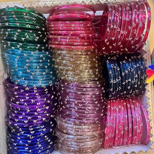 96 Glass Churi Bangles Set: India Pakistan Bridal Chura, Sizes 2.2-2.8 image 18