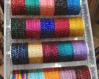 144 Glas Armreife Set: Indian Pakistan Bunte Glas Churi Armreif Größe 2.2, 2.4, 2.6, 2.8 Bollywood Indischer Schmuck