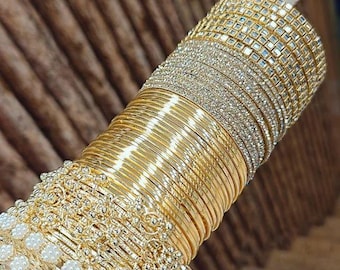 Golden kashmiri Ghunghru Bangles Churi Set: Size 2.2, 2.4, 2.6, 2.8, 2.10 Bangles For Women, Bollywood Bangles, Bridal Chura