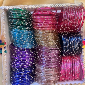 96 Glass Churi Bangles Set: India Pakistan Bridal Chura, Sizes 2.2-2.8 image 17