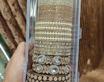 Kundan Bangle Set: Indian Wedding Jewelry, 38 pcs